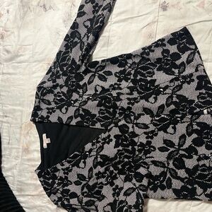 Dress Barn Black and White Floral Blazer